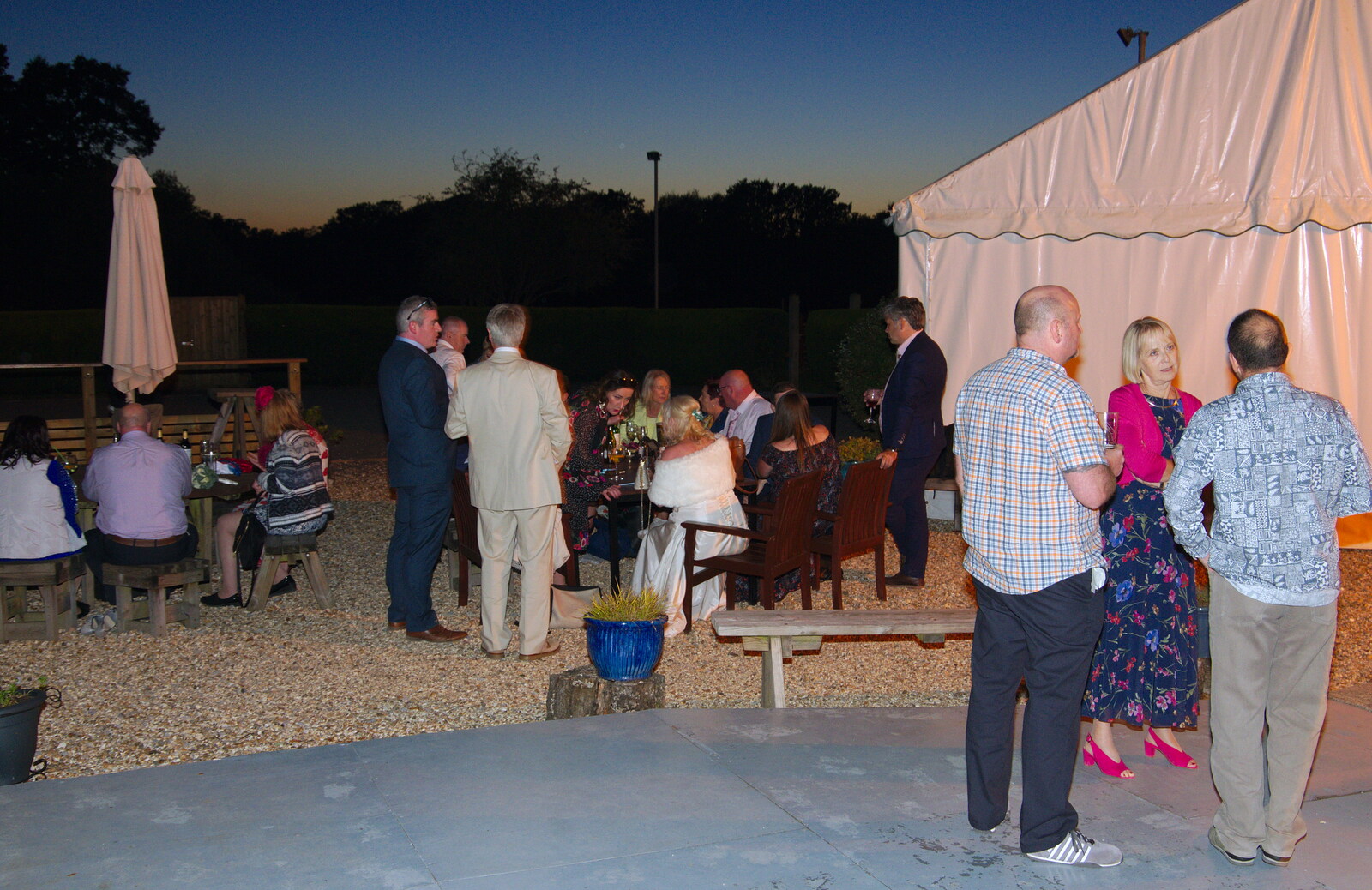 Mingling in the gathering dusk from Neil and Martina's Wedding, The Three Tuns, Bransgore, Dorset - 20th September 2019