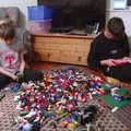 Fred and Rowan play Lego in the evening, A Day with Sean and Michelle, Walkford, Dorset - 21st September 2019