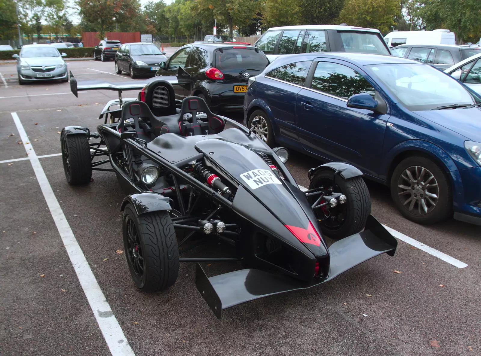 There's a cool racing car-type thing in the car park, from A Day with Sean and Michelle, Walkford, Dorset - 21st September 2019