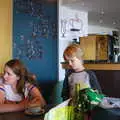 Isobel and Harry in Beachcomber café, A Day with Sean and Michelle, Walkford, Dorset - 21st September 2019