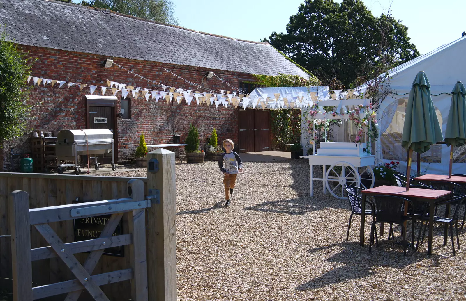 Harry comes running back from the barn, from A Day with Sean and Michelle, Walkford, Dorset - 21st September 2019