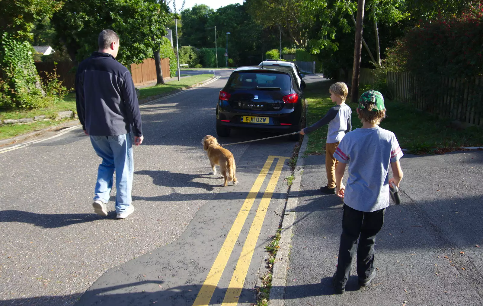 Harry's got one of the dogs on a lead, from A Day with Sean and Michelle, Walkford, Dorset - 21st September 2019