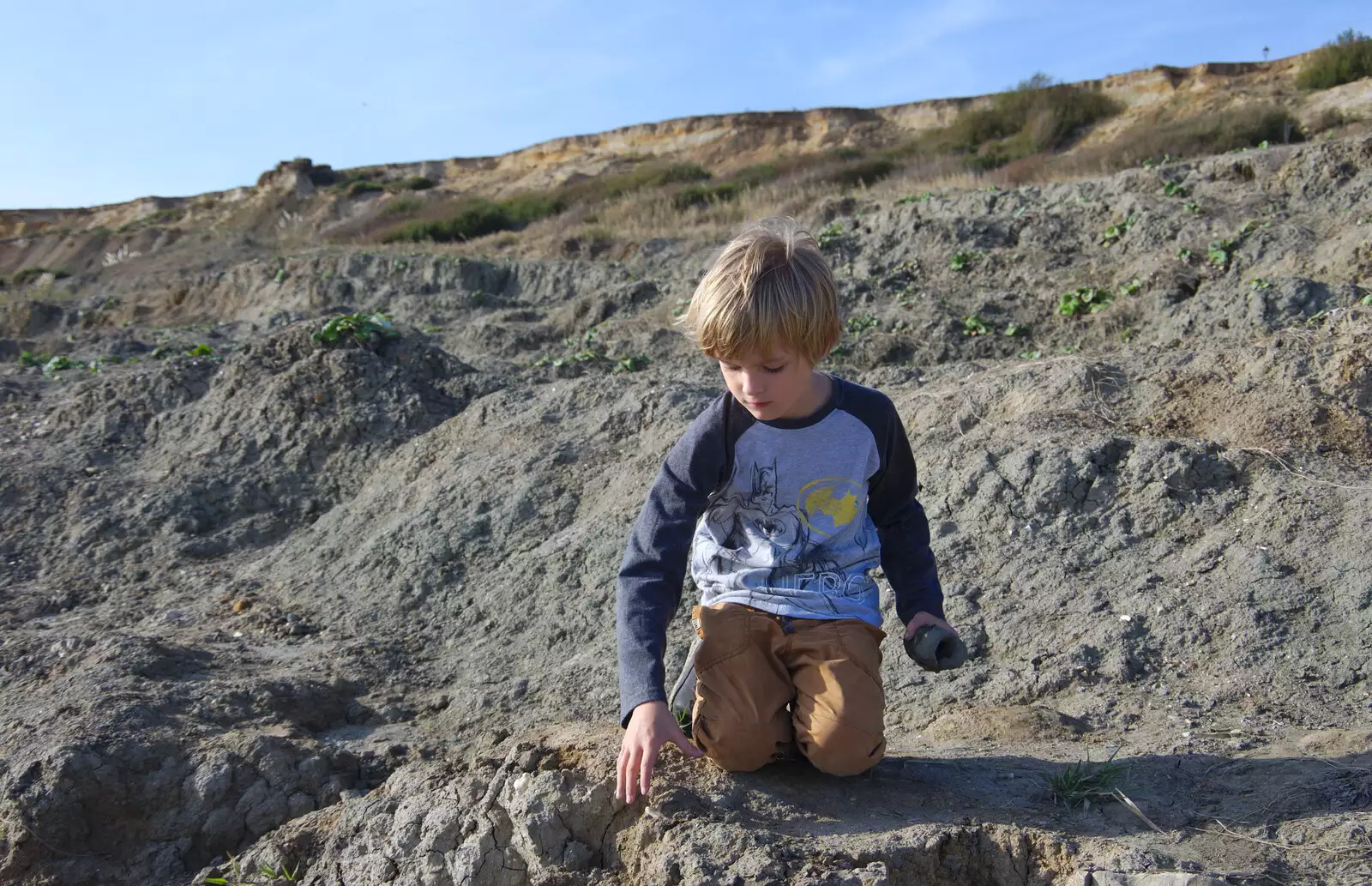 Harry with the 'pottery' he had left to dry, from A Day with Sean and Michelle, Walkford, Dorset - 21st September 2019