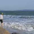 Fred chucks sand at the sea, A Day with Sean and Michelle, Walkford, Dorset - 21st September 2019