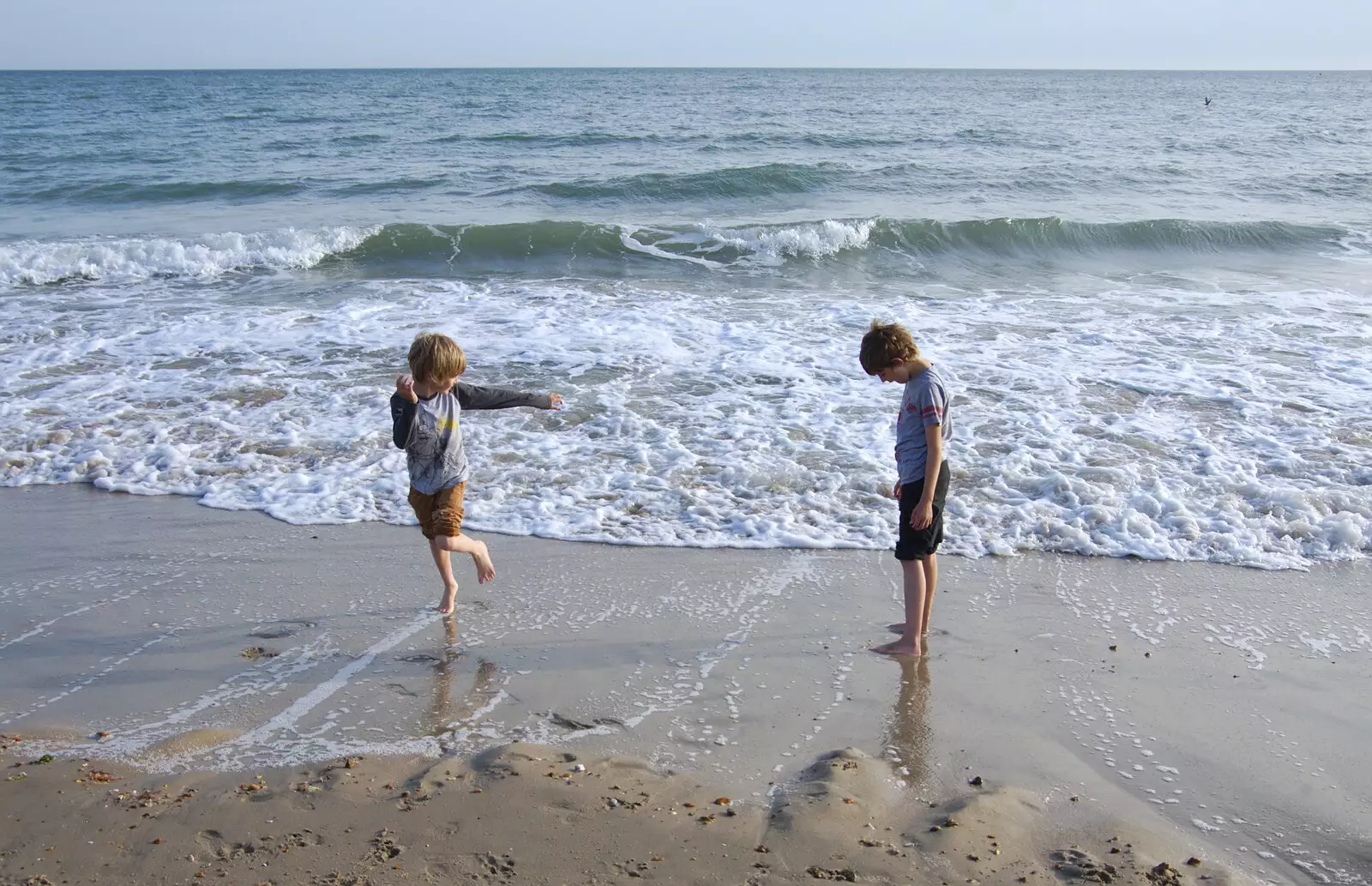 The boys get their feet wet, from A Day with Sean and Michelle, Walkford, Dorset - 21st September 2019