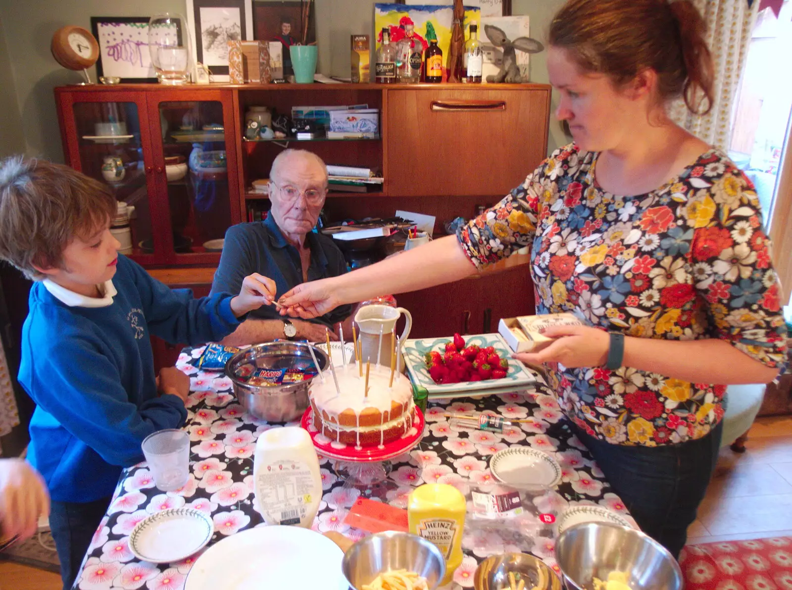 Fred's cake is right under the smoke detector, from Fred's Birthday and a GSB Duck-Race Miscellany, Brome, Eye and London - 28th September 2019