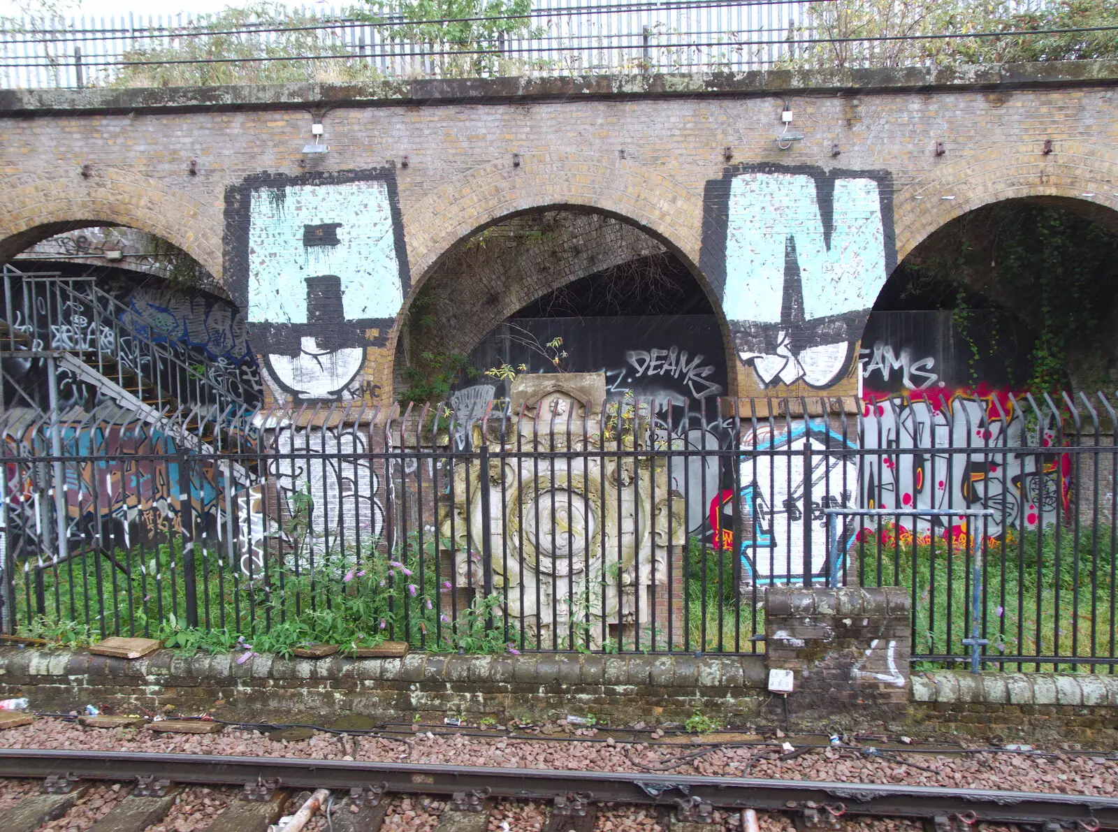 A N graffiti and a bit of old station, from Fred's Birthday and a GSB Duck-Race Miscellany, Brome, Eye and London - 28th September 2019