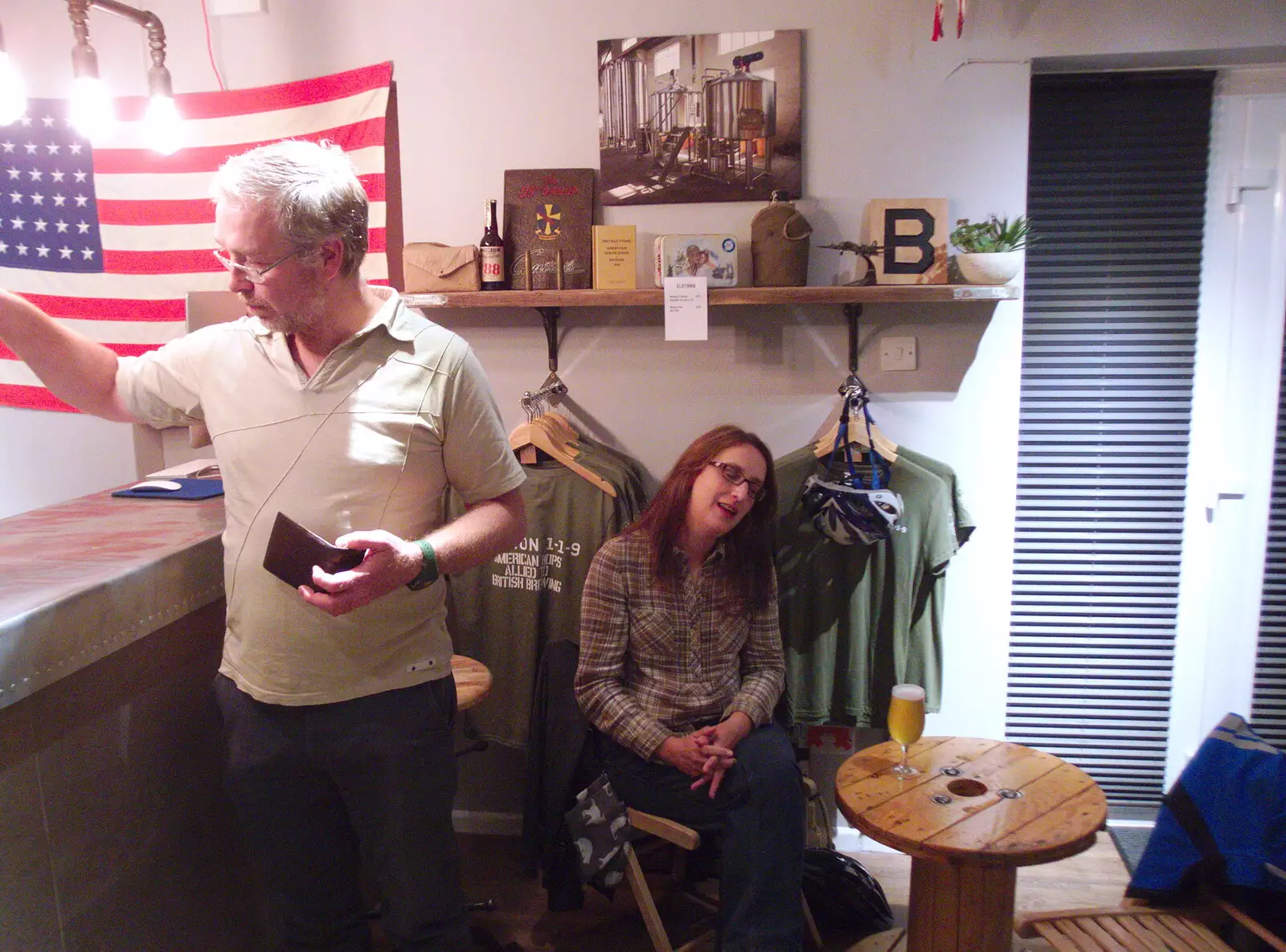 Marc and Suey in Station 119's tap-room bar, from The Extinction Rebellion Protest, Westminster, London - 9th October 2019