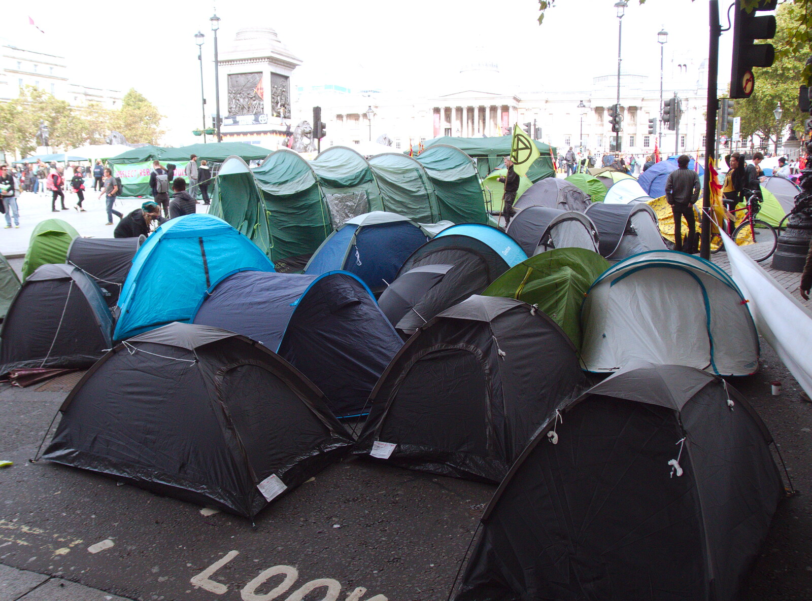 Tent City in Trafalgar Square from The Extinction Rebellion Protest, Westminster, London - 9th October 2019