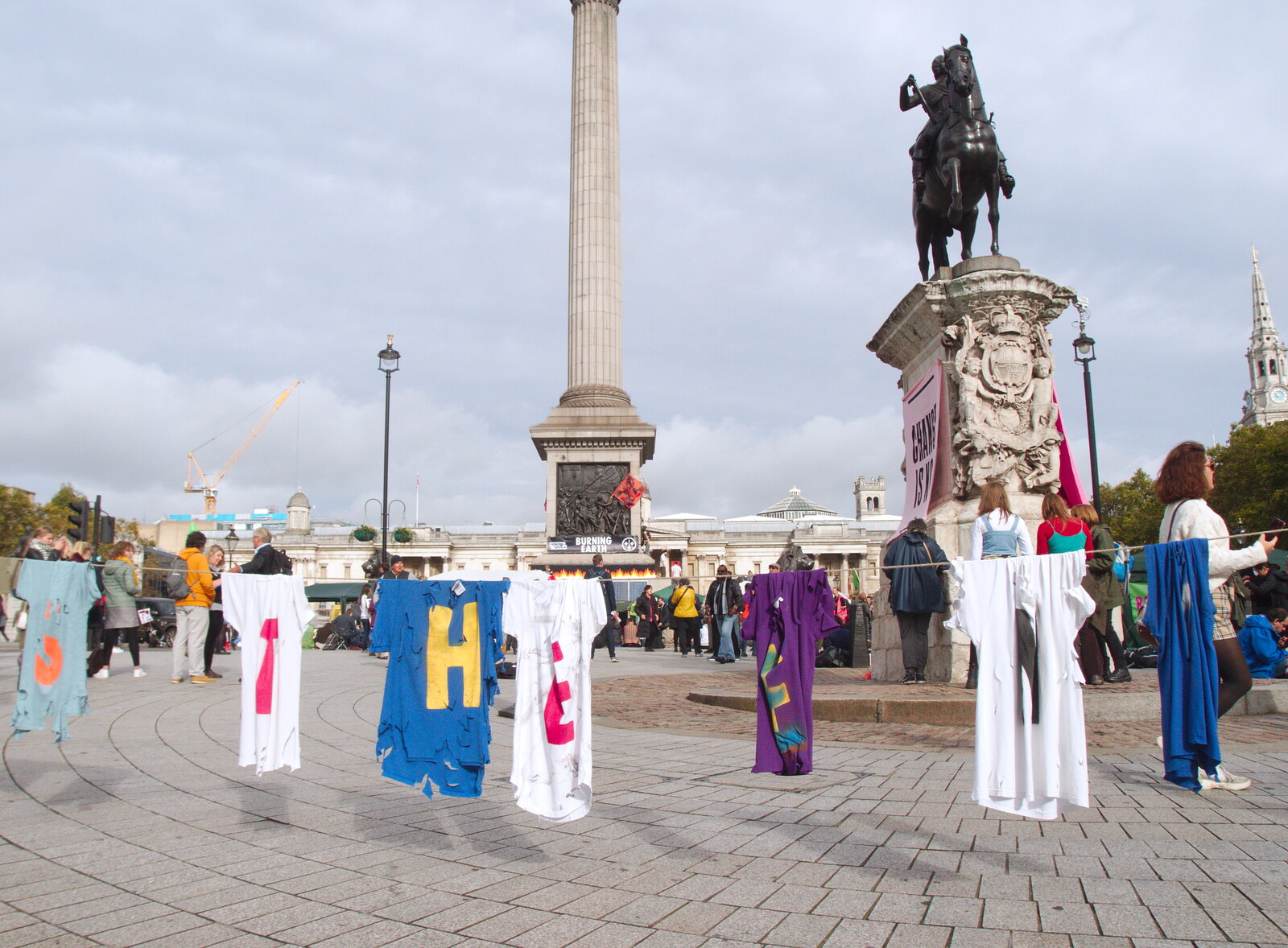 Someone's hung their washing out to dry from The Extinction Rebellion Protest, Westminster, London - 9th October 2019