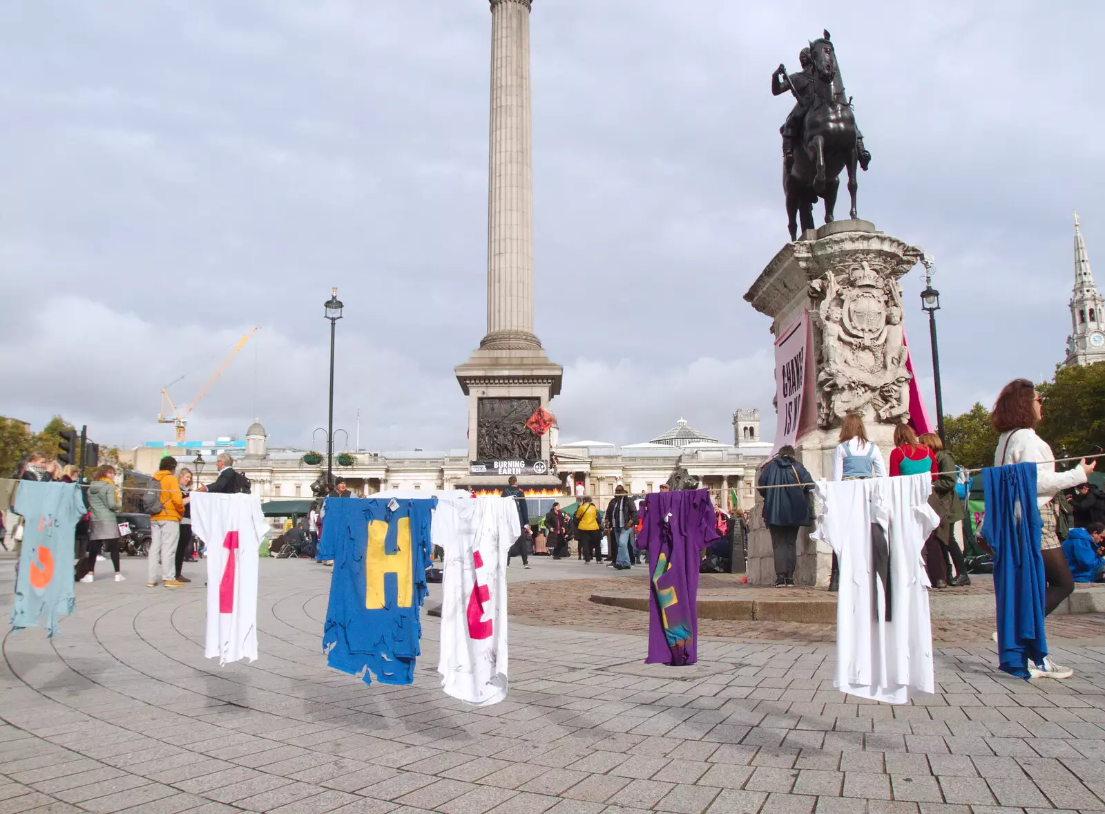 Someone's hung their washing out to dry, from The Extinction Rebellion Protest, Westminster, London - 9th October 2019