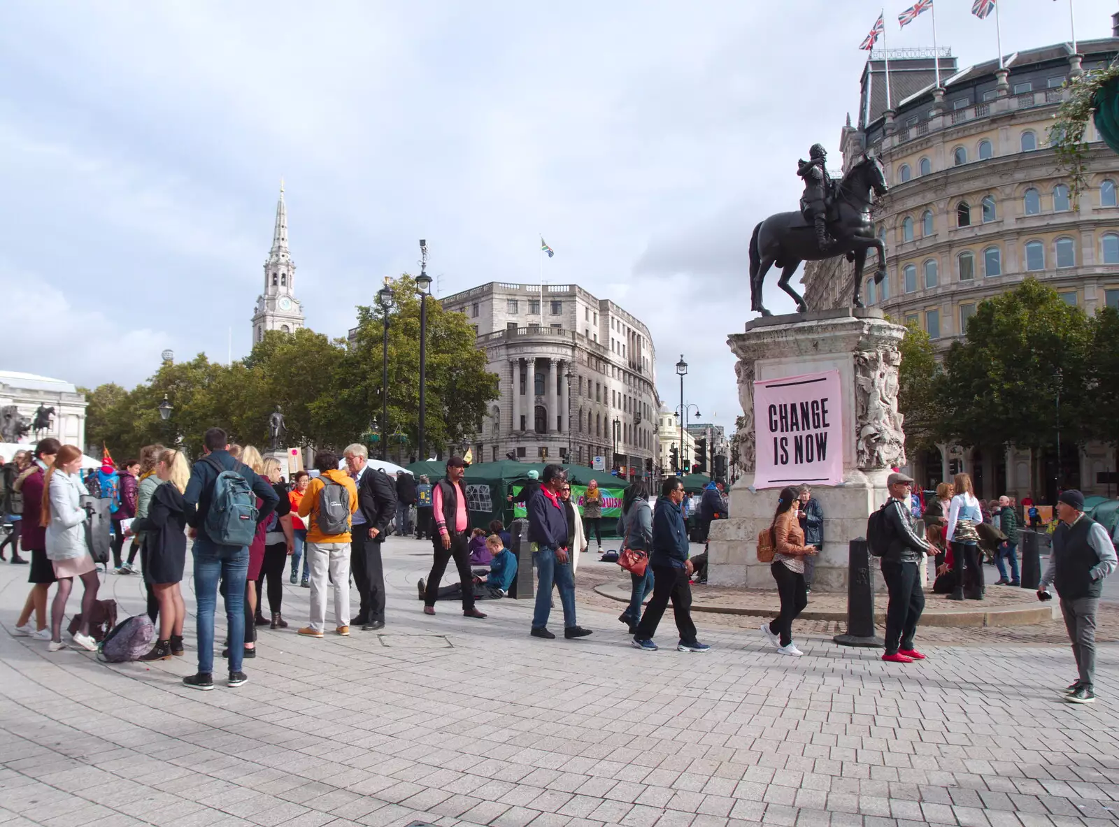 Looking up towards the Strand, from The Extinction Rebellion Protest, Westminster, London - 9th October 2019