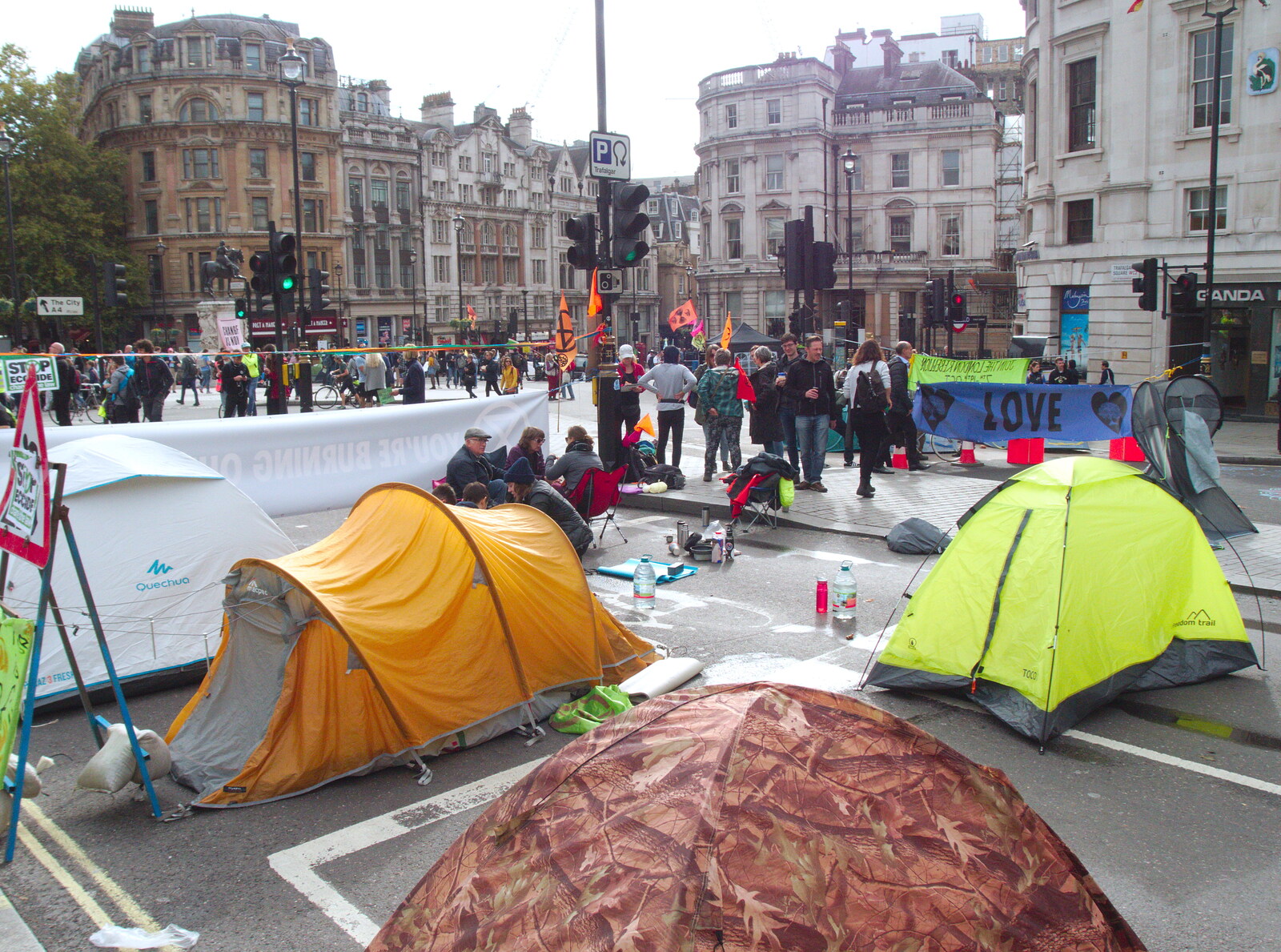 More tents in Trafalgar Square from The Extinction Rebellion Protest, Westminster, London - 9th October 2019