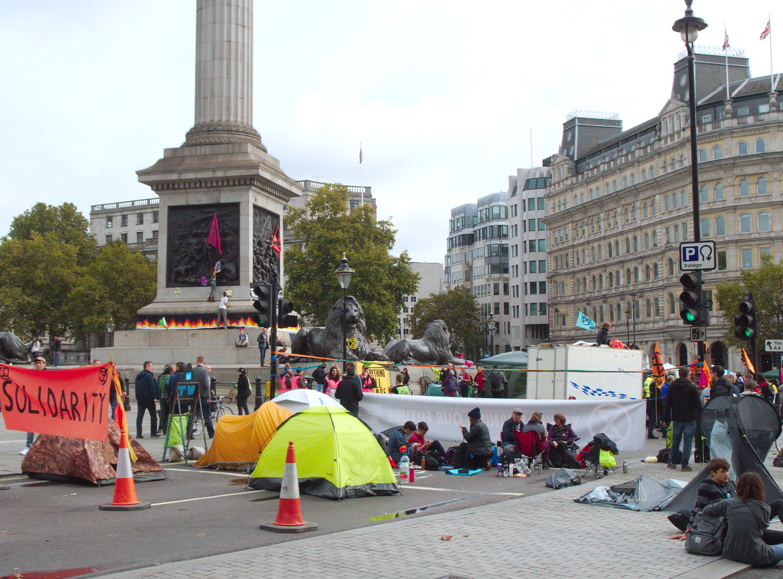 Nelson's column from The Extinction Rebellion Protest, Westminster, London - 9th October 2019