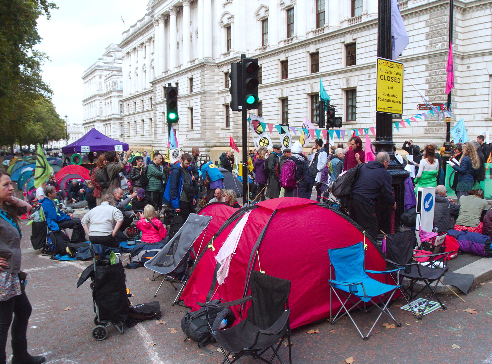 Tents on the streets near Westminster from The Extinction Rebellion Protest, Westminster, London - 9th October 2019