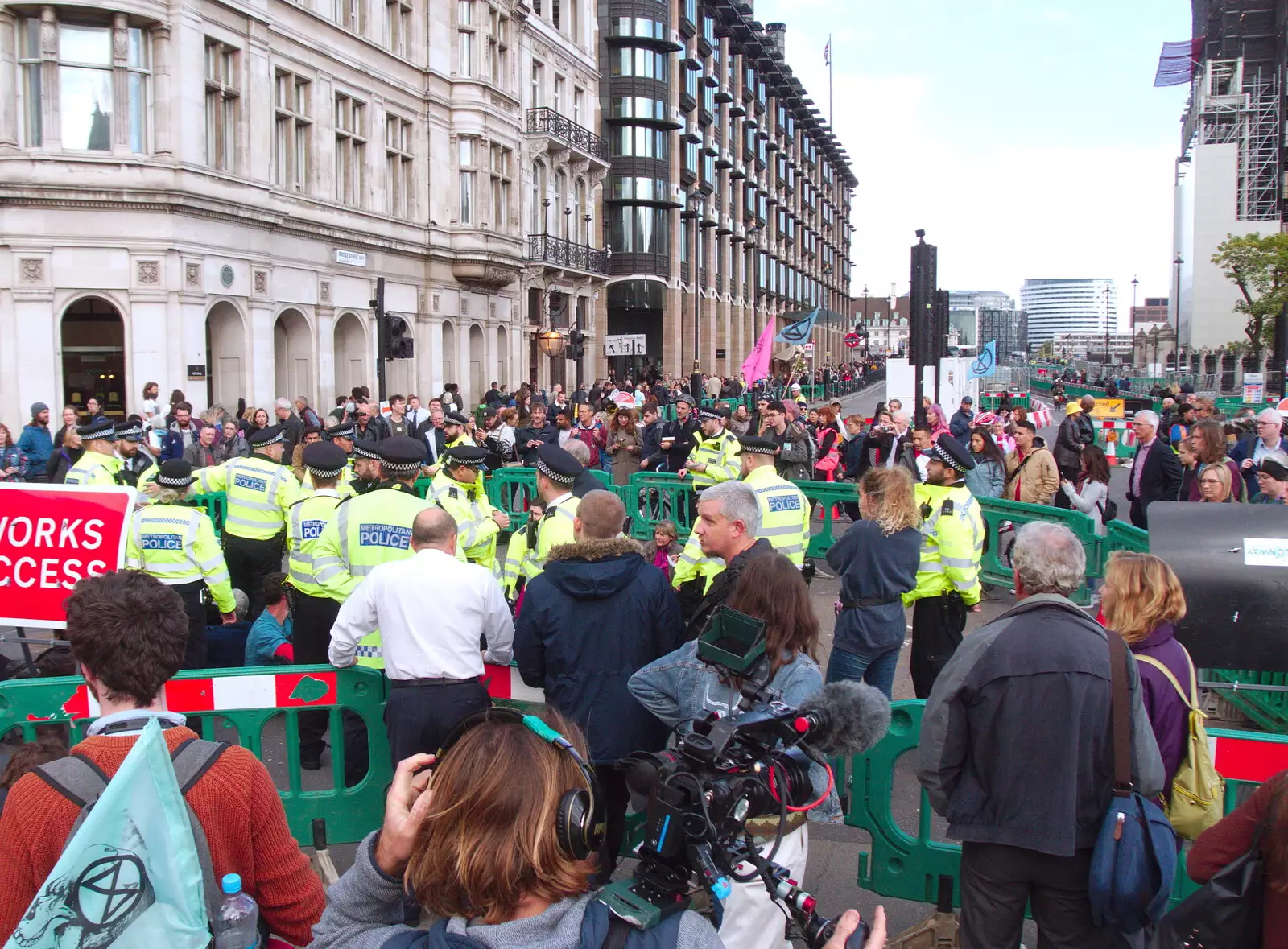 There's a mass of police in Parliament Square, from The Extinction Rebellion Protest, Westminster, London - 9th October 2019