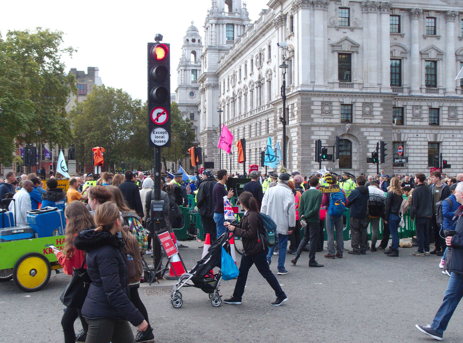The scene in Parliament Square from The Extinction Rebellion Protest, Westminster, London - 9th October 2019