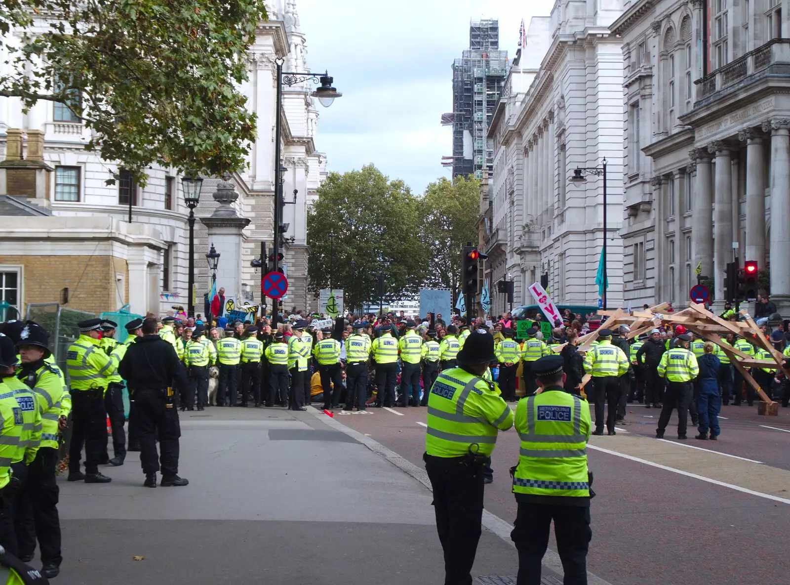 There's a much heavier police presence this time, from The Extinction Rebellion Protest, Westminster, London - 9th October 2019