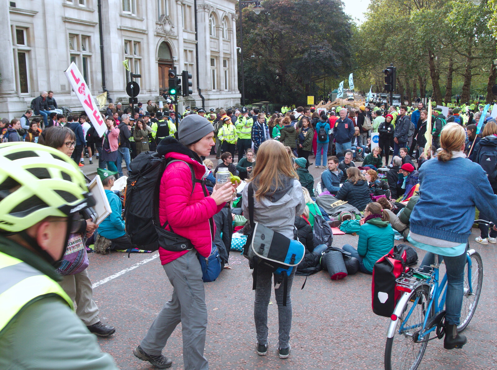 A big sit-in occurs on Horseguard's Parade from The Extinction Rebellion Protest, Westminster, London - 9th October 2019