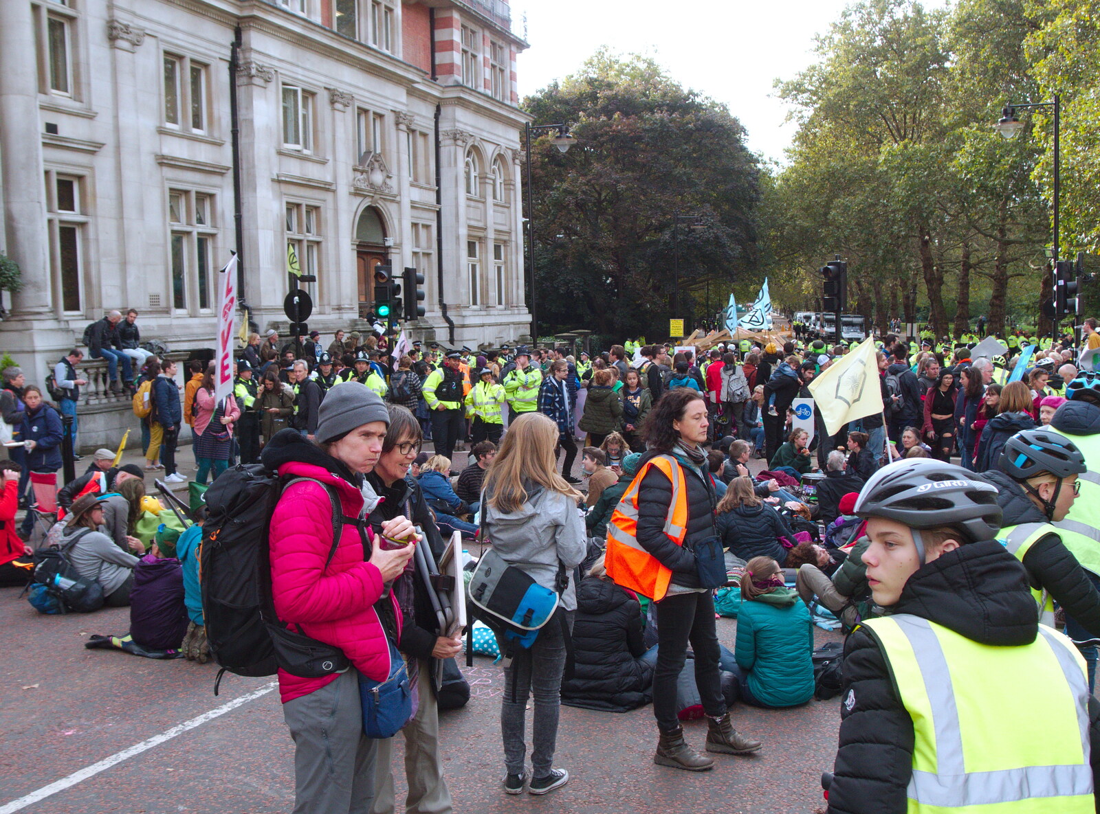 People on the streets of Westminster from The Extinction Rebellion Protest, Westminster, London - 9th October 2019