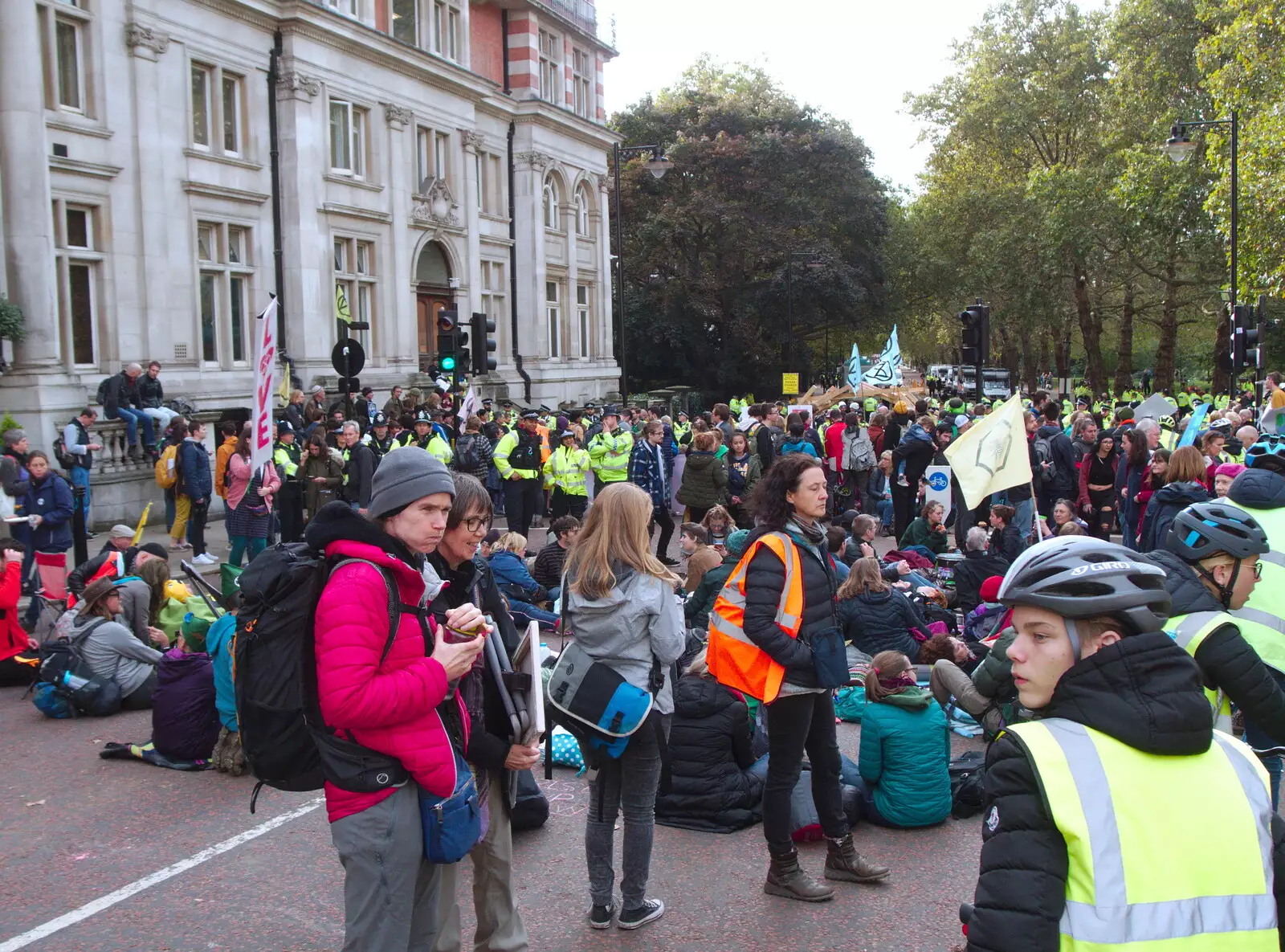 People on the streets of Westminster, from The Extinction Rebellion Protest, Westminster, London - 9th October 2019