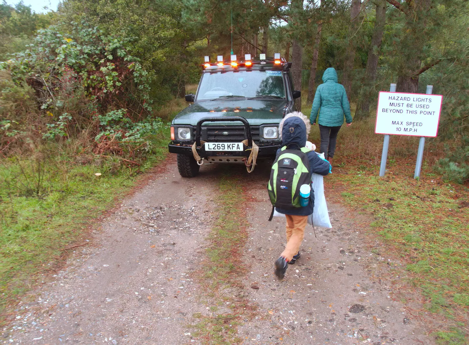 We head off as Harry clutches his bag of stuff, from The GSB at Stowlangtoft, Beavers, and More XR Rebellions, Suffolk, Norfolk and London - 16th October 2019