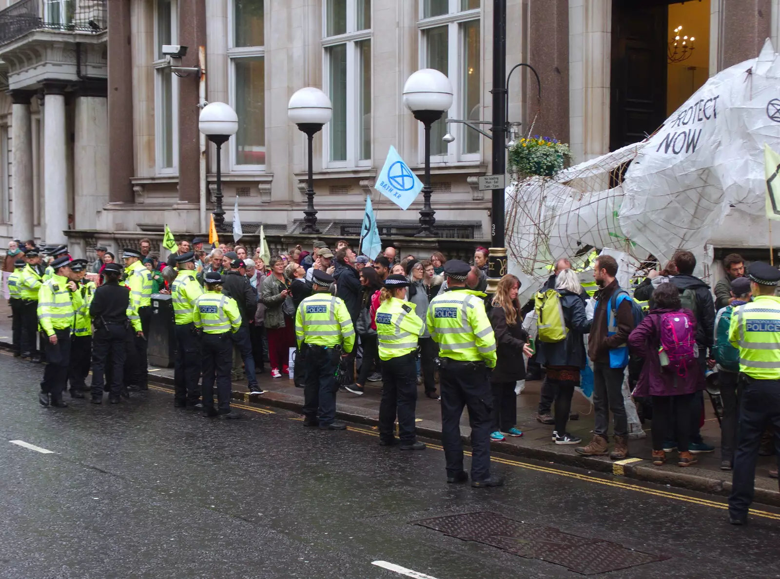 There's a protest outside the Japanese Embassy, from The GSB at Stowlangtoft, Beavers, and More XR Rebellions, Suffolk, Norfolk and London - 16th October 2019