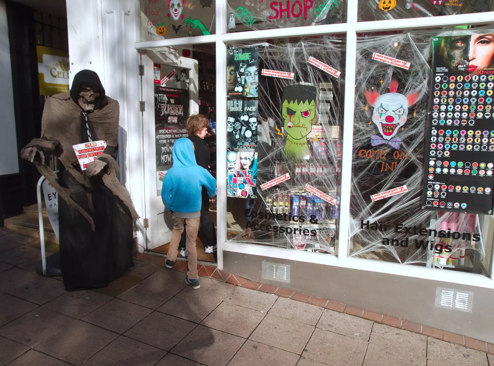 The boys head into the Dungeon Store, from A Trip up the Big City, Norwich, Norfolk - 18th October 2019