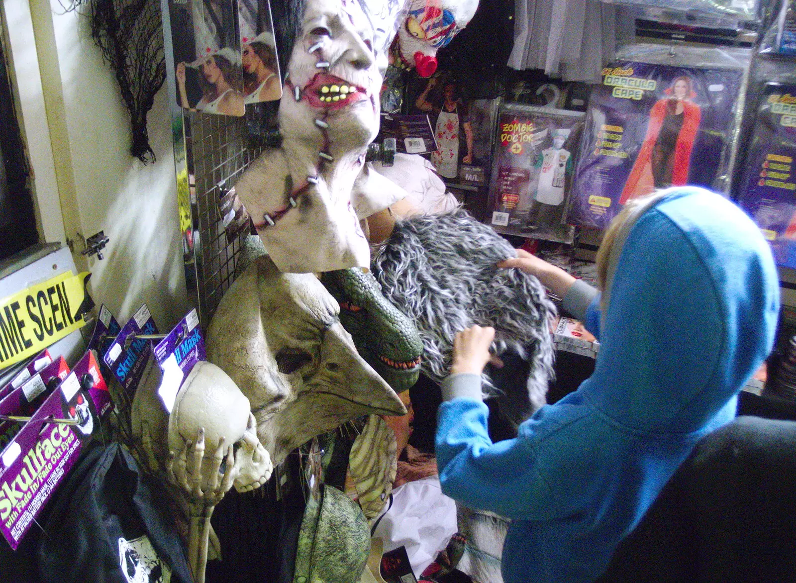 Harry's got something furry in a Halloween shop, from A Trip up the Big City, Norwich, Norfolk - 18th October 2019