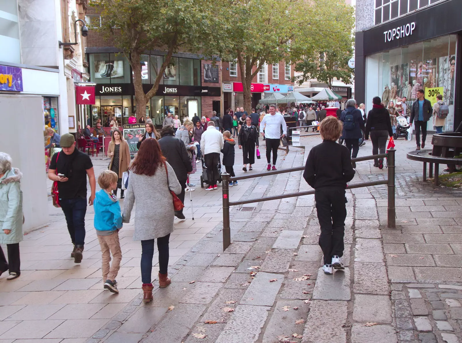 Harry, Isobel and Fred on The Haymarket, from A Trip up the Big City, Norwich, Norfolk - 18th October 2019