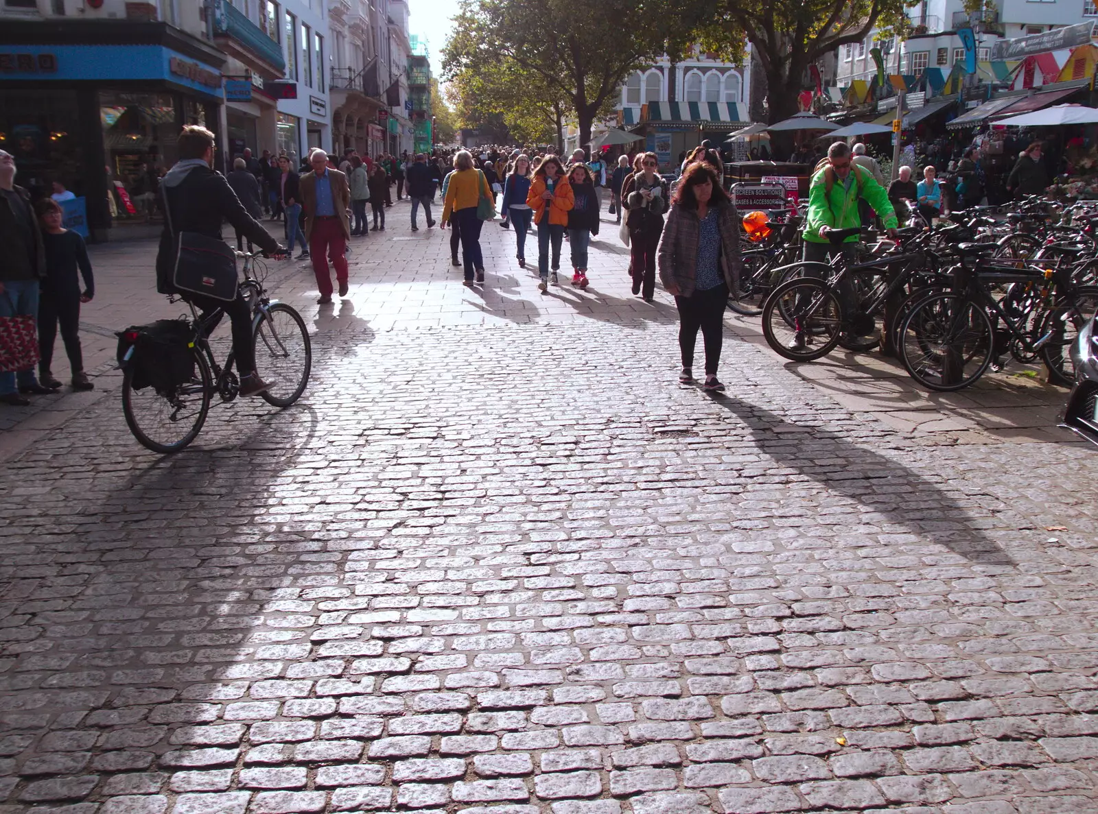 Contra-jour of bikes and cobbles, from A Trip up the Big City, Norwich, Norfolk - 18th October 2019