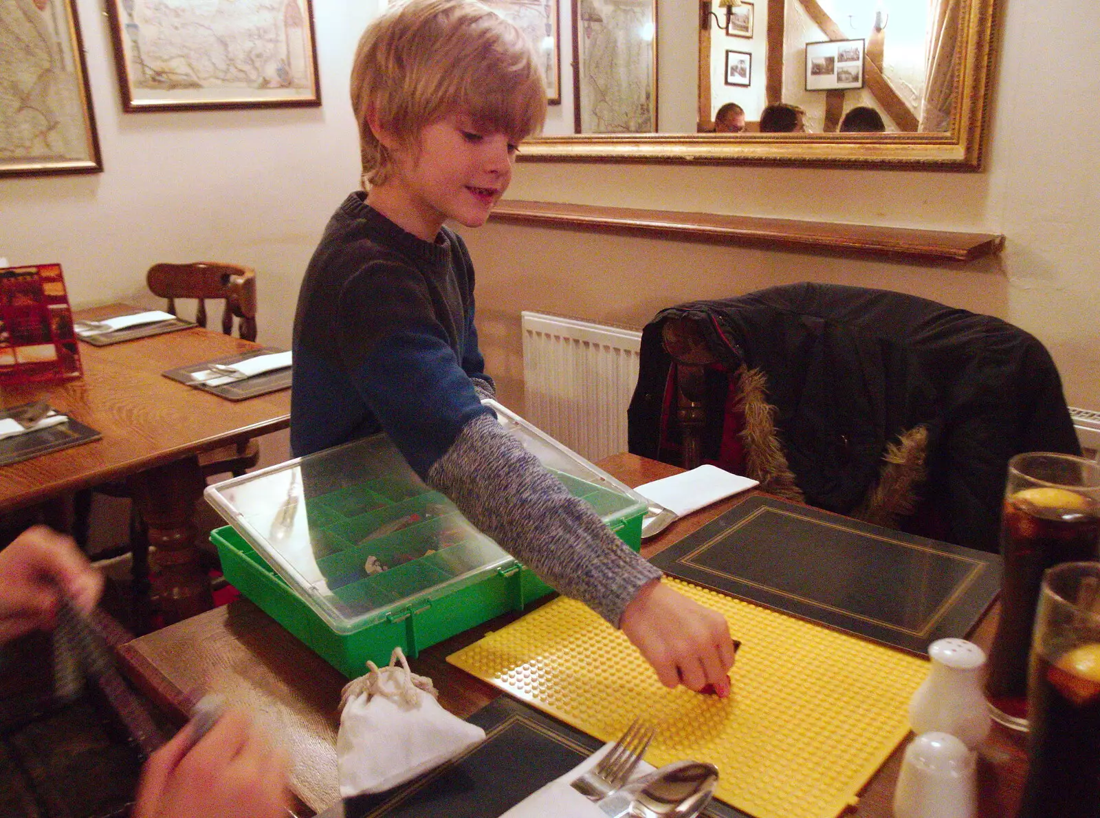 Harry does Lego in the Thorndon Black Horse, from A Trip up the Big City, Norwich, Norfolk - 18th October 2019