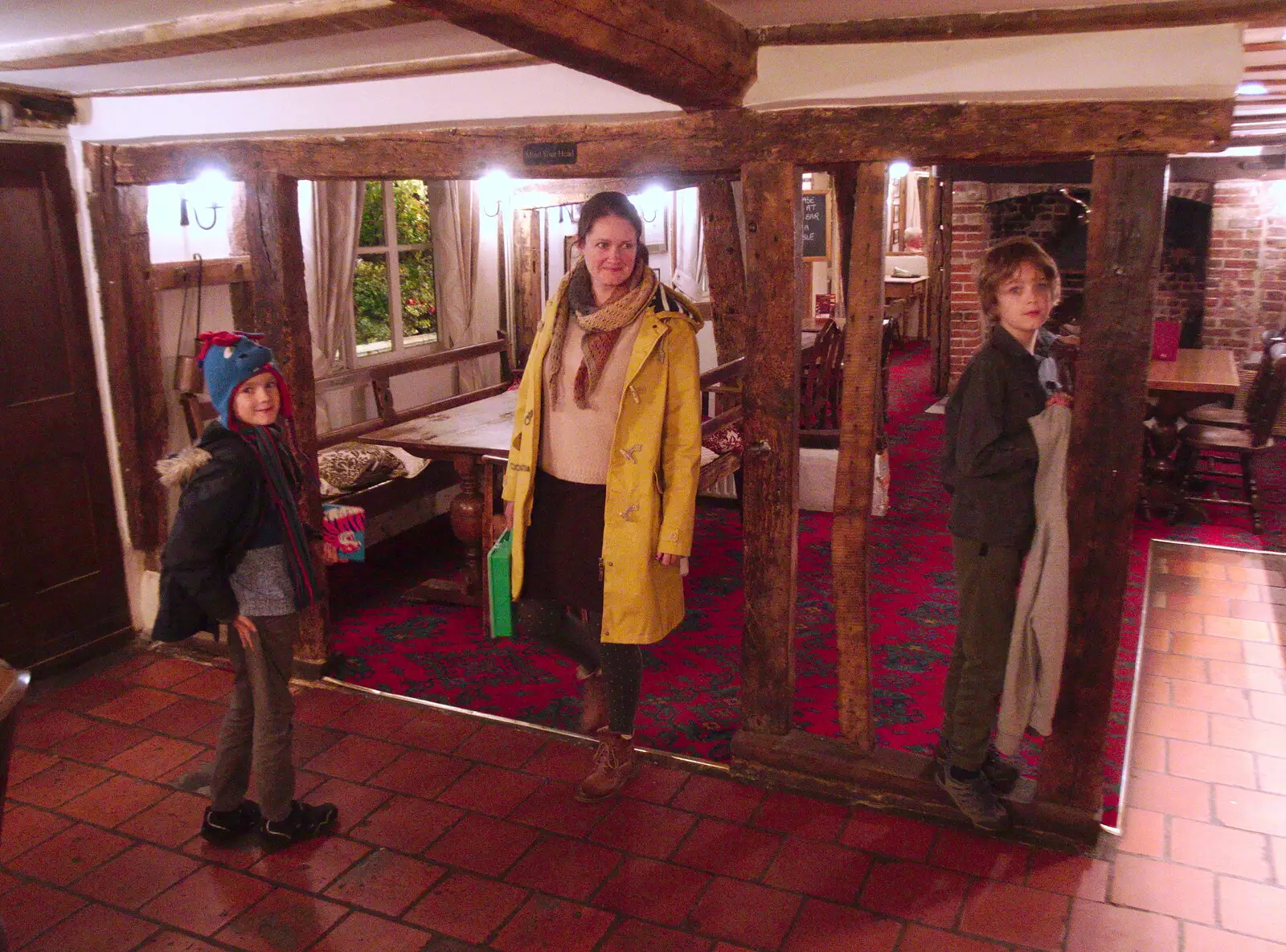 Harry, Isobel and Fred in the Thorndon Black Horse, from A Trip up the Big City, Norwich, Norfolk - 18th October 2019