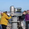 Fred does the 'Quantum tunnelling telescope', A Trip up a Lighthouse, Southwold, Suffolk - 27th October 2019