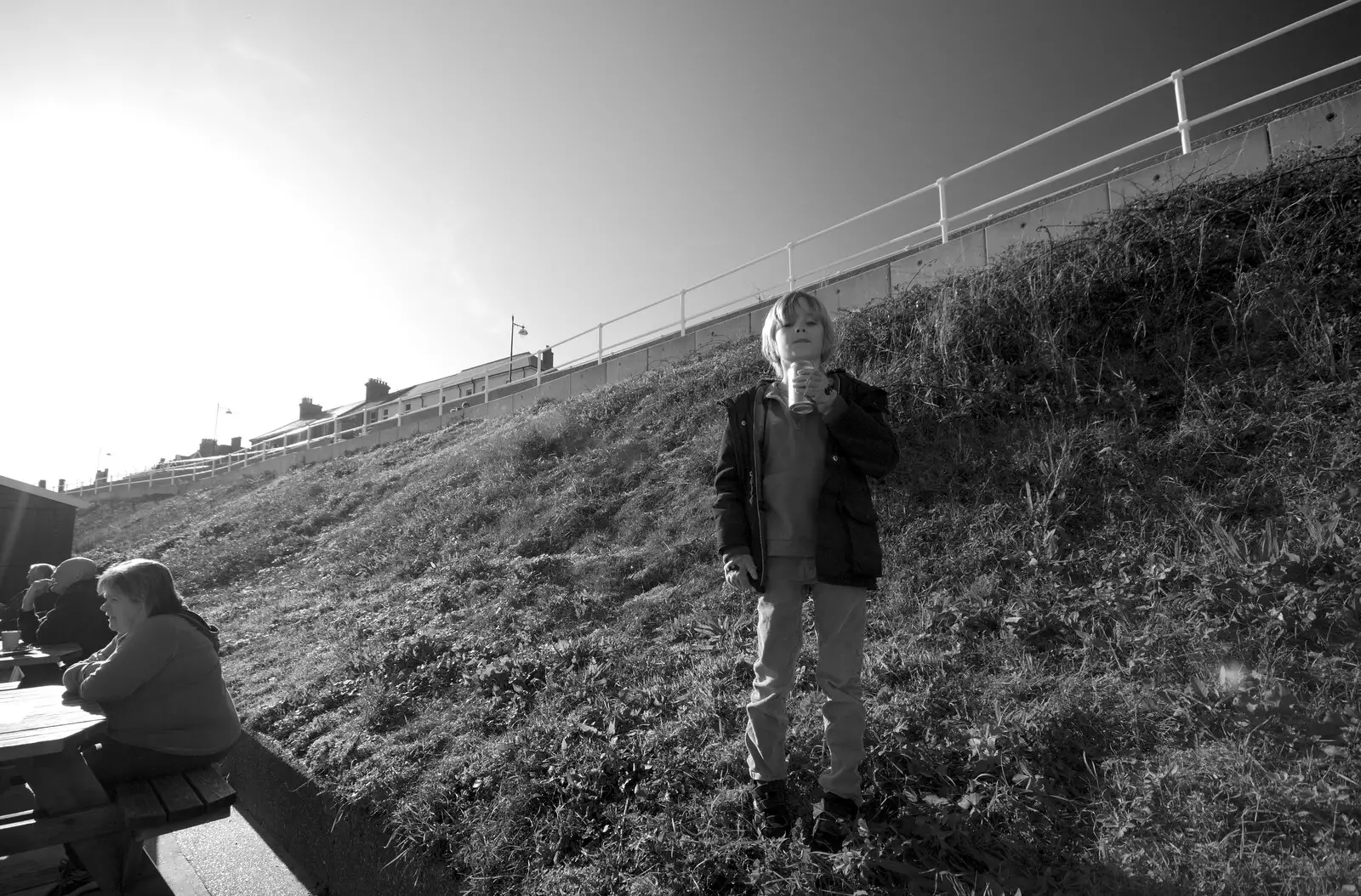 Harry has a drink , from A Trip up a Lighthouse, Southwold, Suffolk - 27th October 2019