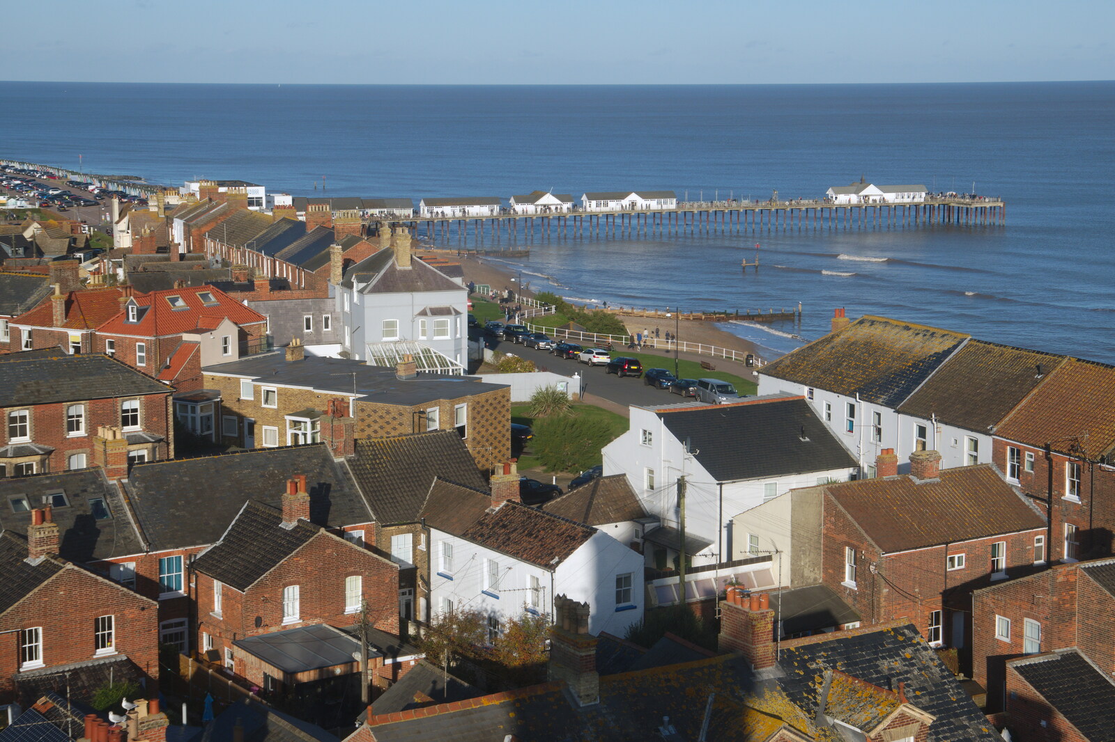 Southwold Pier from the lighthouse from A Trip up a Lighthouse, Southwold, Suffolk - 27th October 2019