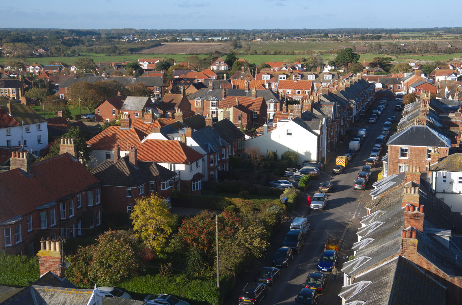 Looking down Stradbroke Road, Southwold from A Trip up a Lighthouse, Southwold, Suffolk - 27th October 2019