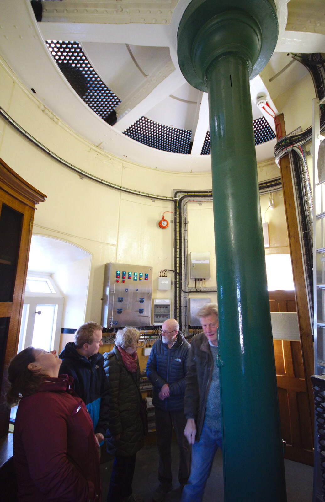 The tour group in the lighthouse from A Trip up a Lighthouse, Southwold, Suffolk - 27th October 2019