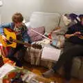 Back at home, Fred plays some guitar, A Trip up a Lighthouse, Southwold, Suffolk - 27th October 2019