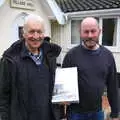 John Parry and David pose outside the village hall, Day of the Dead Party at the Oaksmere, Brome, Suffolk - 2nd November 2019