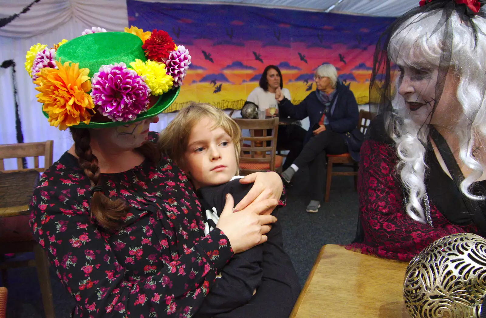 Harry's a bit hesitant, what with all the people, from Day of the Dead Party at the Oaksmere, Brome, Suffolk - 2nd November 2019