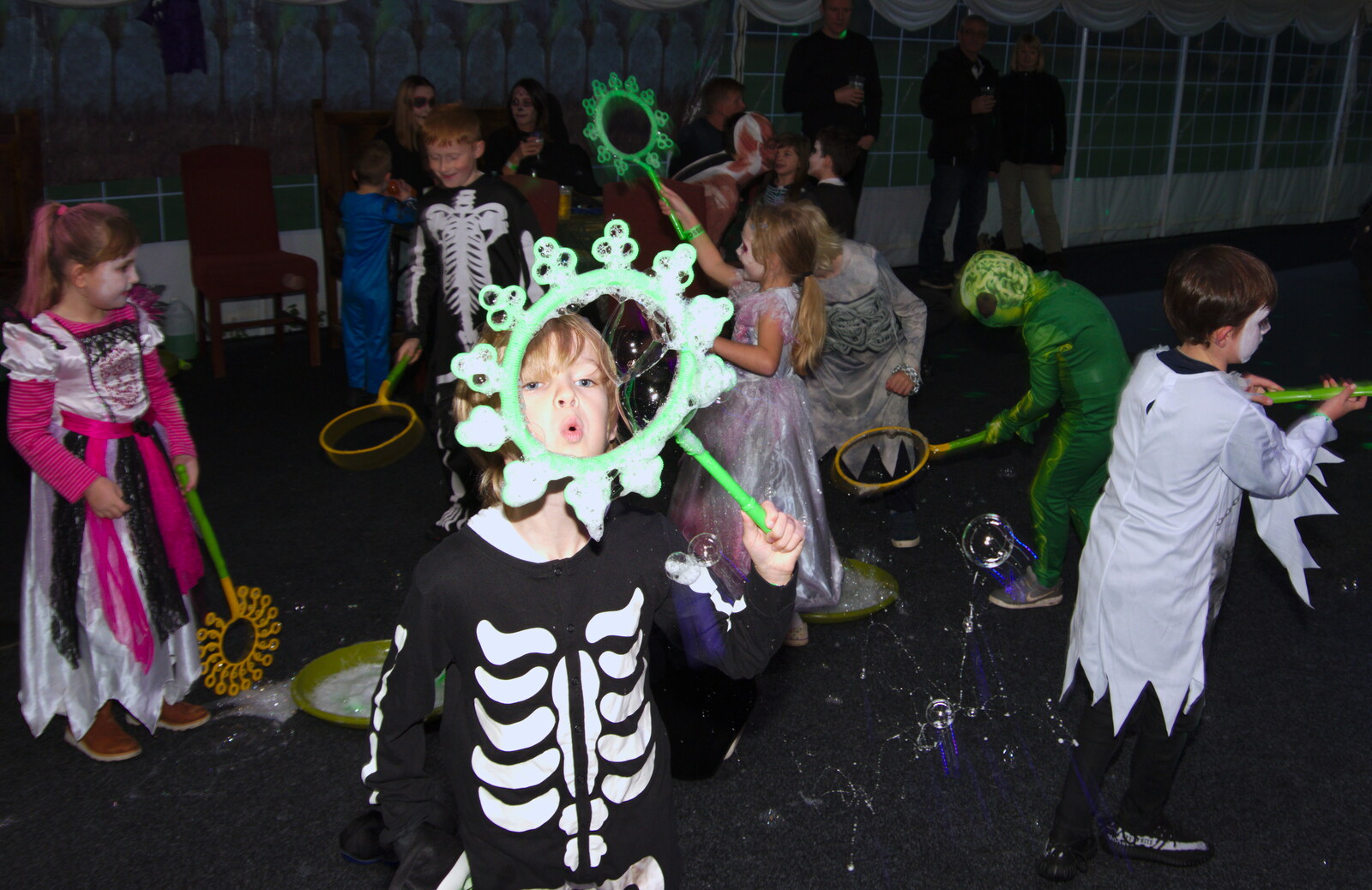Harry blows bubbles from Day of the Dead Party at the Oaksmere, Brome, Suffolk - 2nd November 2019