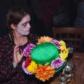 Isobel adjusts her flowery hat, Day of the Dead Party at the Oaksmere, Brome, Suffolk - 2nd November 2019