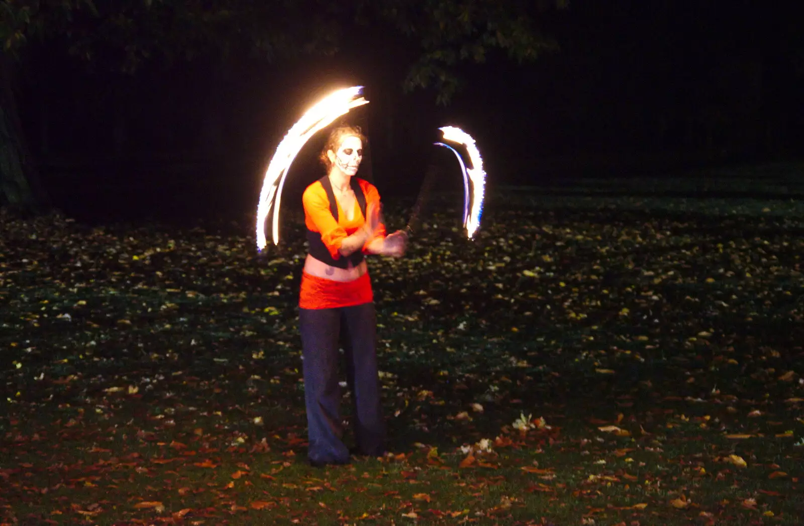 Outside, the fire performers do their thing, from Day of the Dead Party at the Oaksmere, Brome, Suffolk - 2nd November 2019