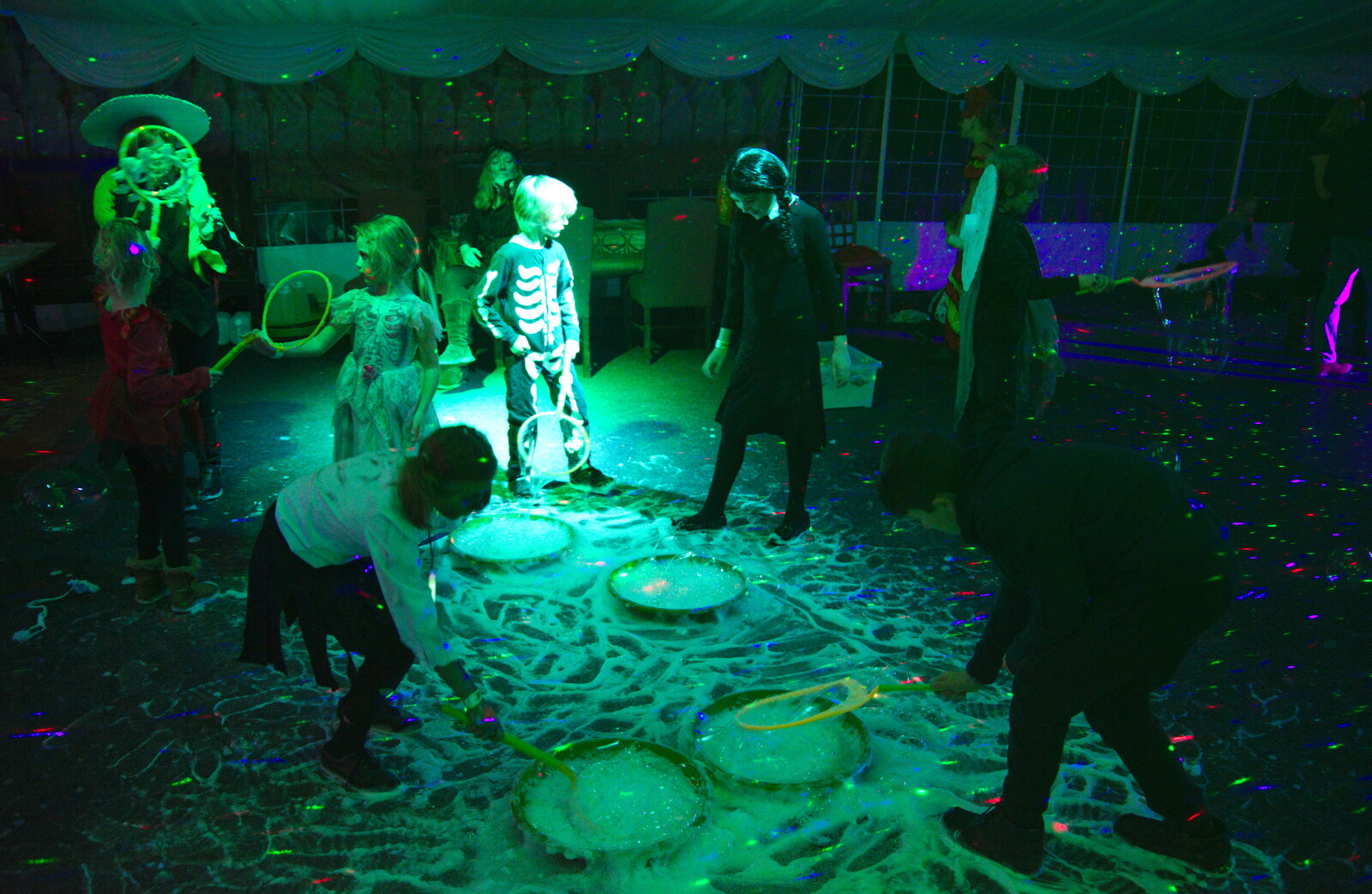 The bubble solution is all over the floor from Day of the Dead Party at the Oaksmere, Brome, Suffolk - 2nd November 2019