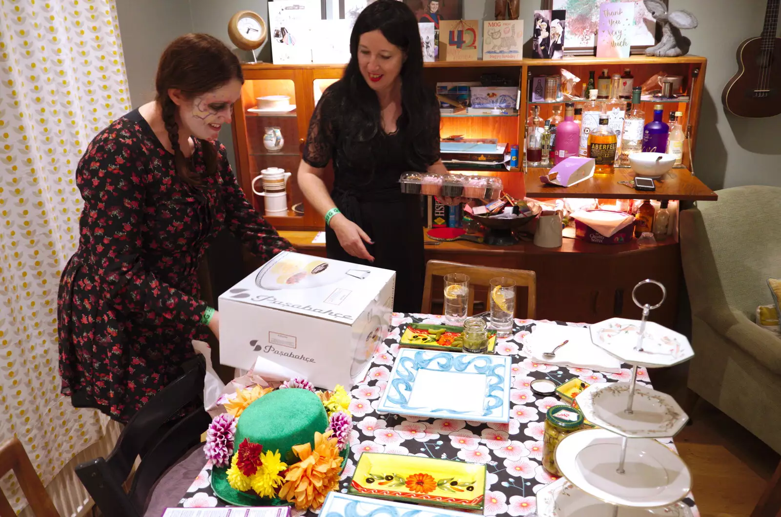 Suzanne gives a big glass cake dome, from Day of the Dead Party at the Oaksmere, Brome, Suffolk - 2nd November 2019