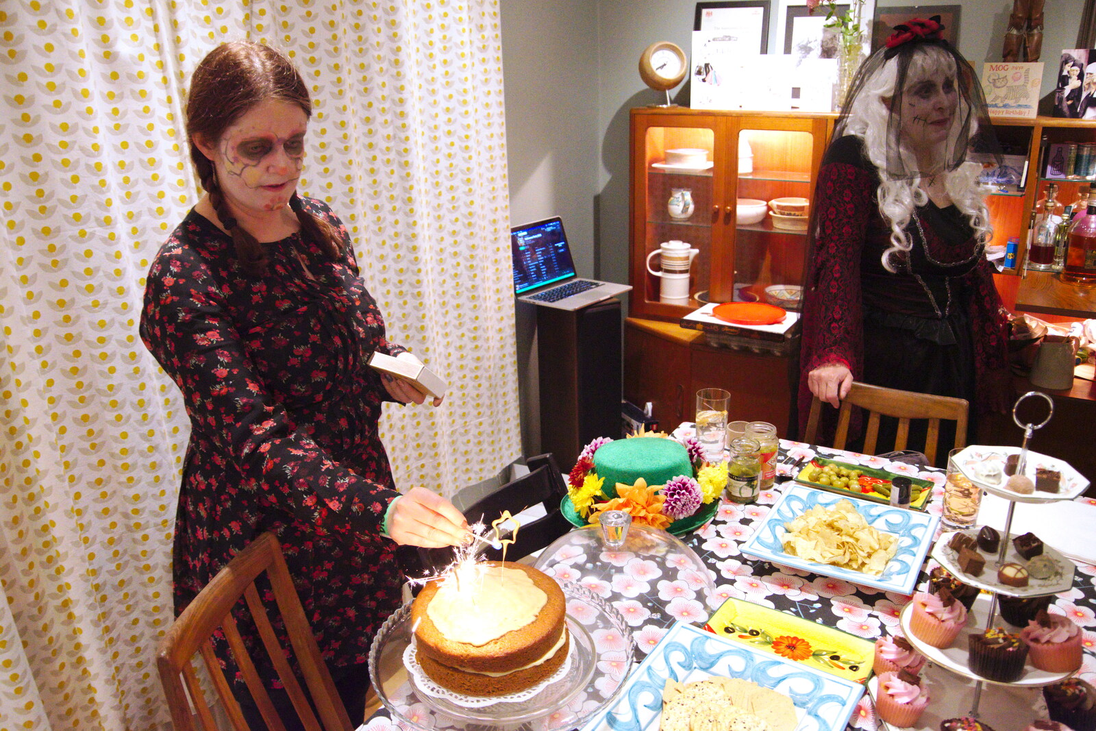 Isobel lights her cake from Day of the Dead Party at the Oaksmere, Brome, Suffolk - 2nd November 2019