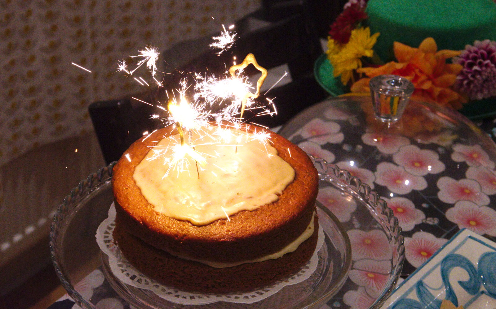Birthday cake sparklers from Day of the Dead Party at the Oaksmere, Brome, Suffolk - 2nd November 2019