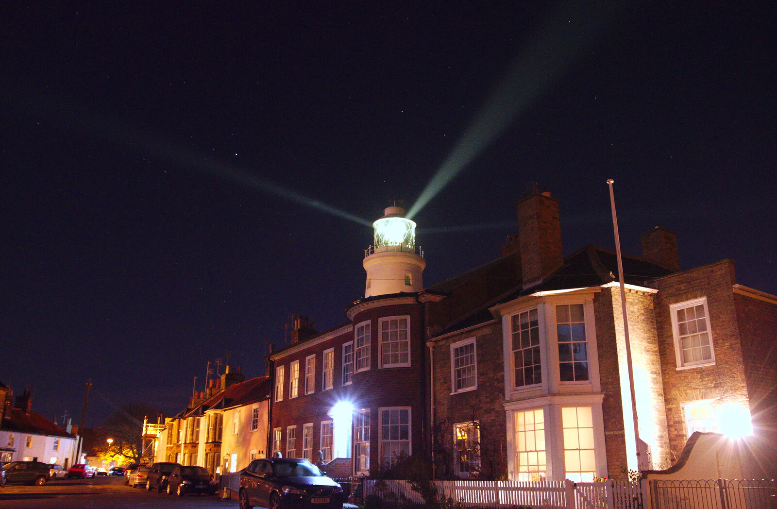 Beams of light spill out from the lighthouse from A Night at the Crown Hotel, Southwold, Suffolk - 8th November 2019