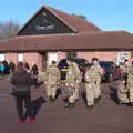 Army cadets hang around outside the village hall, The GSB at Dickleburgh, and Samia Malik at the Bank, Eye, Suffolk - 11th November 2019